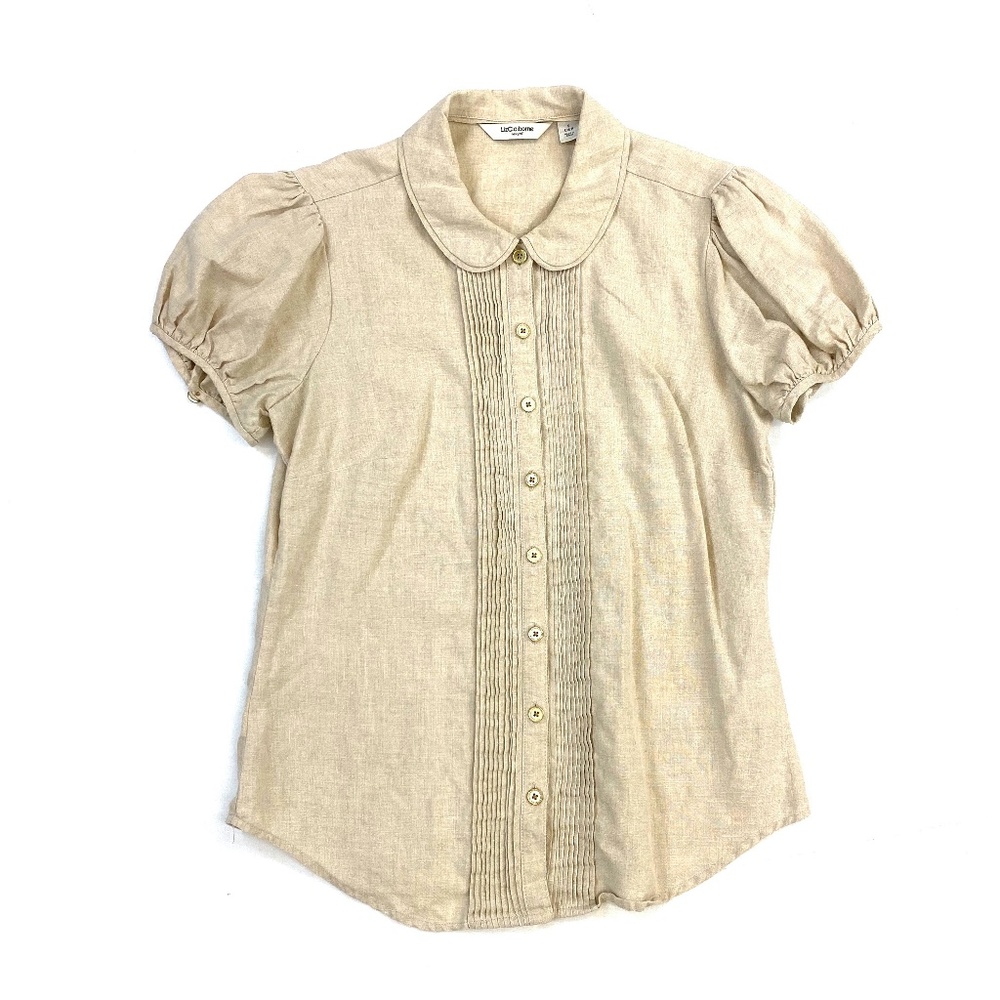 Liz Claiborne Natural Linen Short Sleeve Blouse